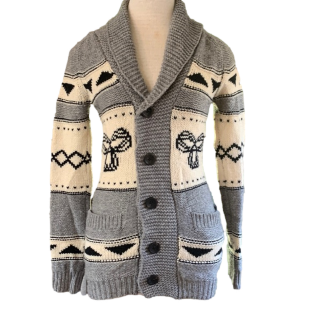 TNA 100% lambs wool chunky knit XS cardigan sweater